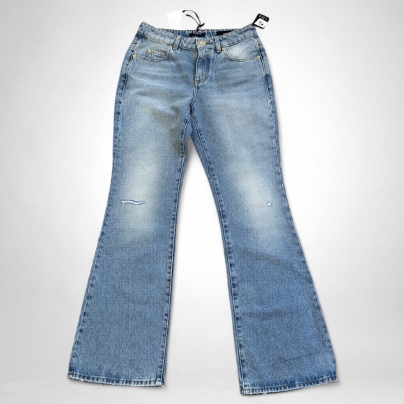 Balmain Distressed Mid-rise Flare Jeans - Picture 1 of 16